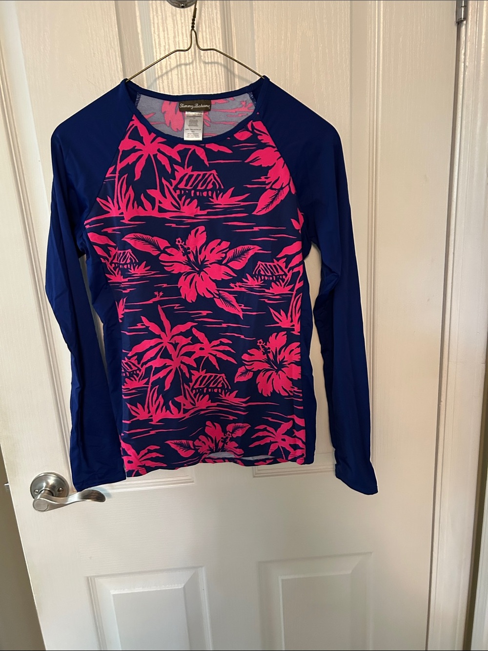 Tommy Bahama Navy & Hot Pink Tropical Swim Top